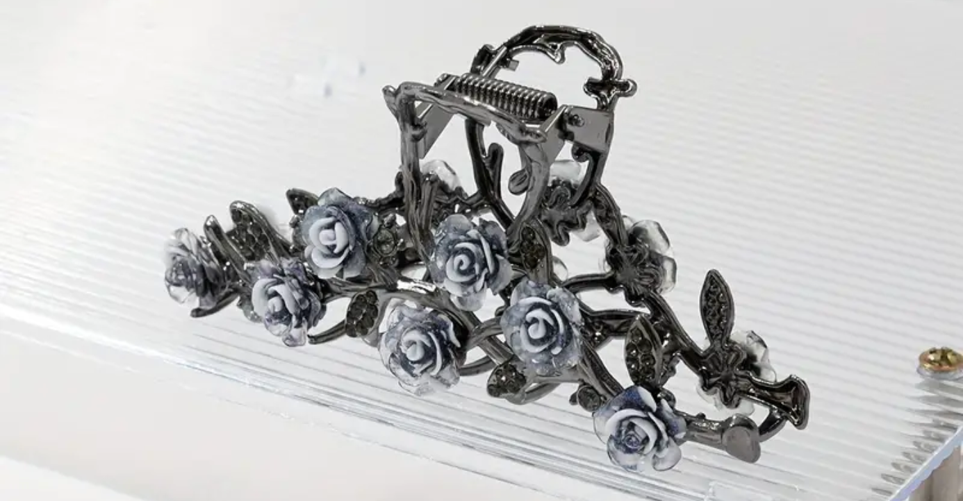 Metalic Flower Hair Claw